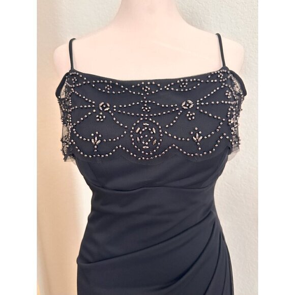 X by Xscape Women Floor Length Navy Blue Evening Gown US 4 Whimsygoth 90s Y2K - Picture 6 of 16